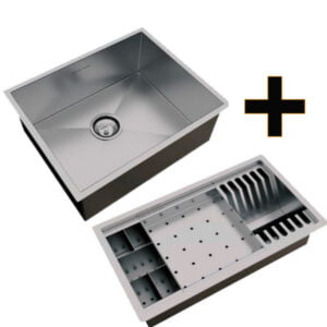 COMBO 1 - Pileta de Cocina Quadratta 500×400 más Kit Escurridor Basic 3 módulos 430×247