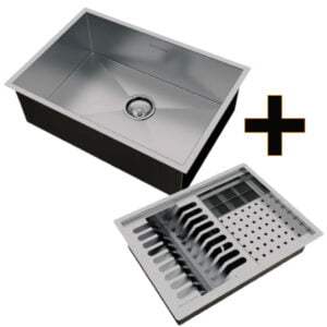 COMBO 10 - Pileta de Cocina Quadratta 600×400 más Kit Escurridor Quadratta Pratic 3 módulos 430×330